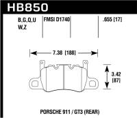 Hawk Audi 14-19 Porsche 911 / 2016 Cayman / 17-19 Panamera PC Rear Brake Pads w/ Carbon Ceramics - HB850Z.655