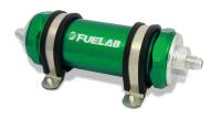 Fuelab 828 In-Line Fuel Filter Long -6AN In/Out 100 Micron Stainless - Green - 82821-6