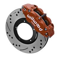 Wilwood 84-87 Porsche 911 Base Superlite 4R Front Brake Kit w/ Red Caliper Drilled & Slotted Rotor - 140-16681-DR
