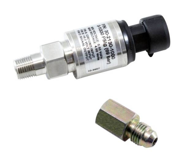 AEM - AEM 1000 PSIg Stainless Sensor Kit - 1/8in NPT Male Thread to -4 Adapter