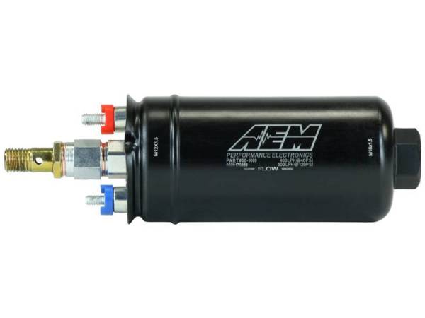 AEM - AEM 400LPH High Pressure Inline Fuel Pump - M18x1.5 Female Inlet to M12x1.5 Male Outlet