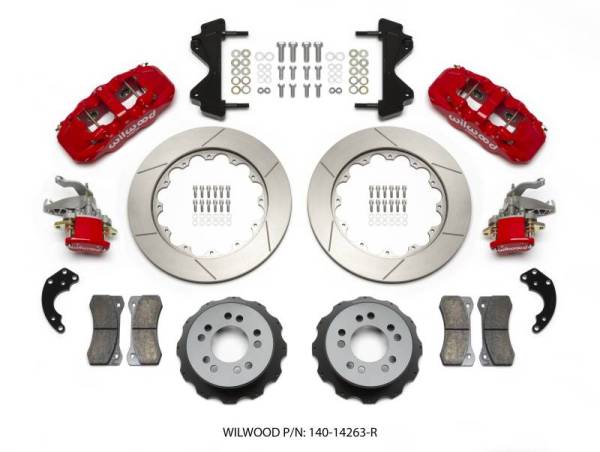 Wilwood - Wilwood AERO4 / MC4 Rear Kit 14.00 Red Currie Pro-Tour Unit Bearing Floater