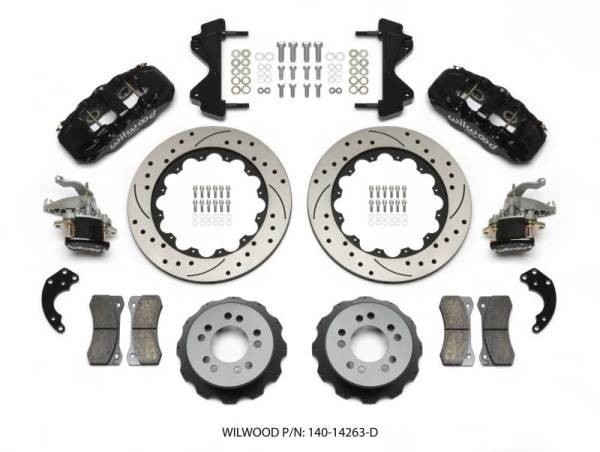 Wilwood - Wilwood AERO4 / MC4 Rear Kit 14.00 Drilled Currie Pro-Tour Unit Bearing Floater