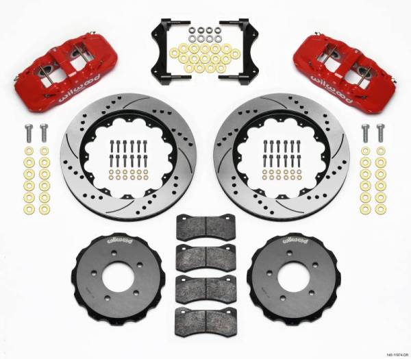 Wilwood - Wilwood AERO6 Front Hat Kit 14.00 Drilled Red 99-06 BMW E46