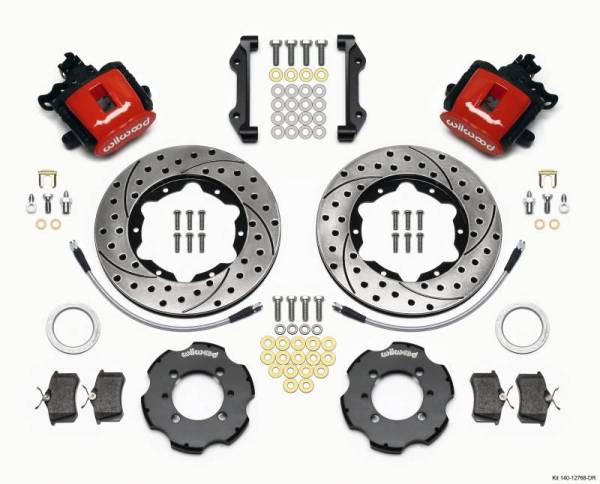 Wilwood - Wilwood Combination Parking Brake Rear Kit 11.00in Drilled Red 2012 Fiat 500 w/ Lines