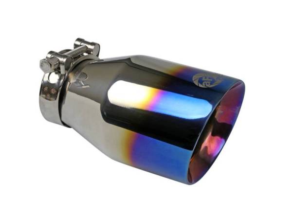 aFe - aFe Mach Force XP 304 Stainless Steel Clamp-On Exhaust Tip 2.5in Inlet / 4in Outlet - Blue Flame