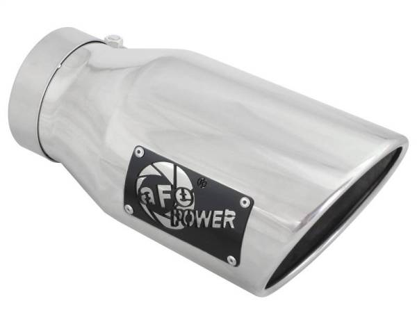 aFe - aFe MACH Force-XP 304 SS Right Side Single Wall Polished Exhaust Tip 4in Inlet x 6in Outlet x 12in L