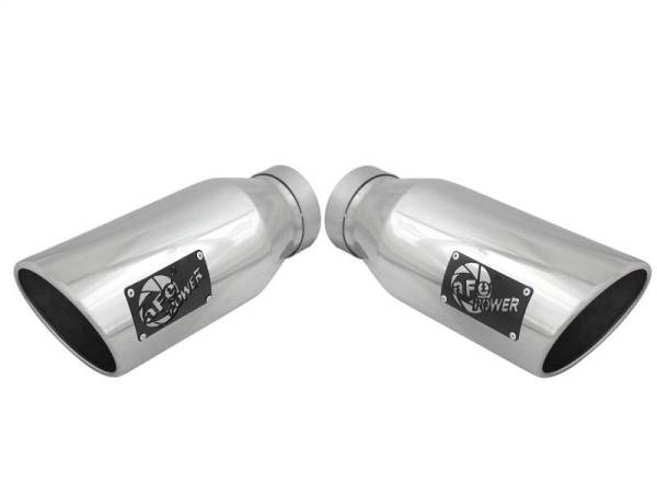 aFe - aFe MACH Force-XP 304 SS Single Wall Polished Exhaust Tip Pair 4in Inlet x 6in Outlet x 15in L