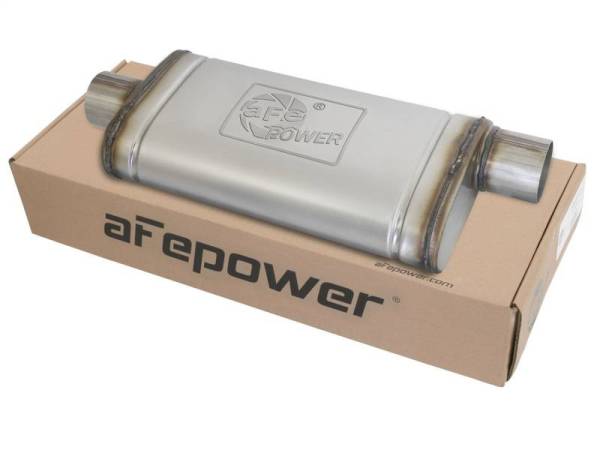 aFe - aFe MACHForce XP SS Muffler 3in Center Inlet / 3in Offset Outlet 18in L x 9in W x4in H Body