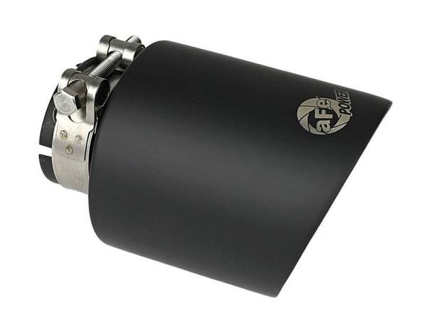 aFe - aFe Takeda 304 SS Clamp-On Exhaust Tip 2.5in. Inlet / 4.5in. Outlet / 7in. L - Black