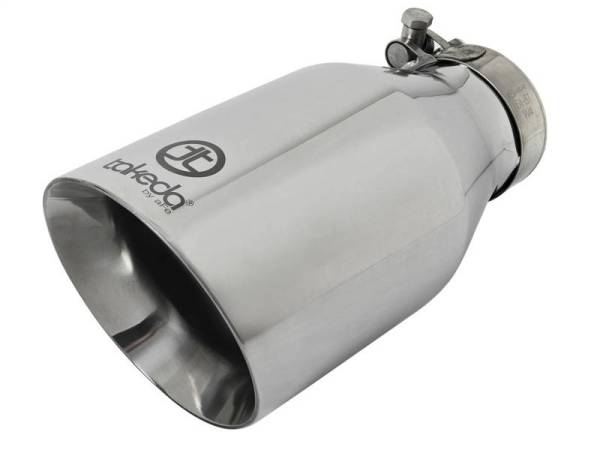 aFe - aFe Takeda 304 Stainless Steel Clamp-On Exhaust Tip 2.5in. Inlet / 4.5in. Outlet / 9in. L - Polished