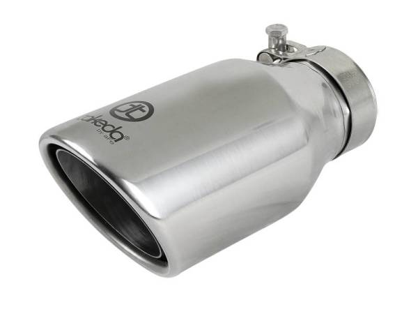 aFe - aFe Takeda 304 Stainless Steel Clamp-On Exhaust Tip 2.5in. Inlet / 4in. Outlet / 8in. L - Polished