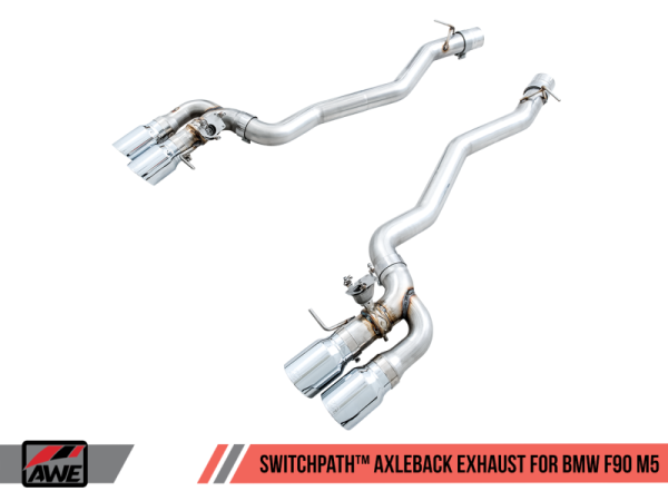 AWE Tuning - AWE Tuning 18-19 BMW M5 (F90) 4.4T AWD SwitchPath Axle-back Exhaust - Chrome Silver Tips