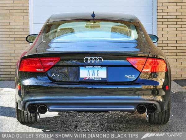 AWE Tuning - AWE Tuning Audi C7 A7 3.0T Touring Edition Exhaust - Quad Outlet Chrome Silver Tips