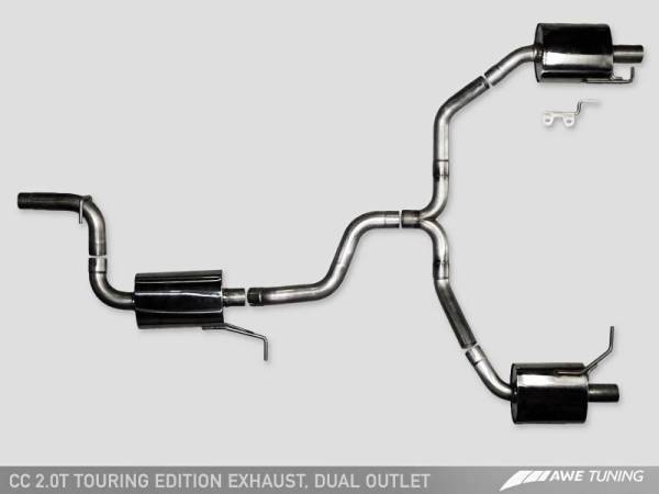 AWE Tuning - AWE Tuning VW CC Touring Edition Exhaust Dual Outlet - Chrome Silver Tips