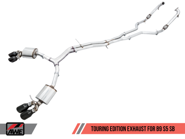 AWE Tuning - AWE Tuning Audi B9 S5 Sportback Touring Edition Exhaust - Non-Resonated (Black 90mm Tips)