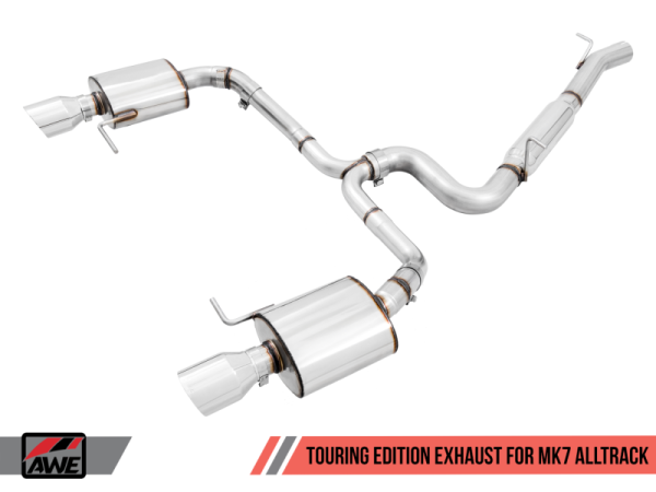 AWE Tuning - AWE Tuning VW MK7 Golf Alltrack/Sportwagen 4Motion Touring Edition Exhaust - Polished Silver Tips
