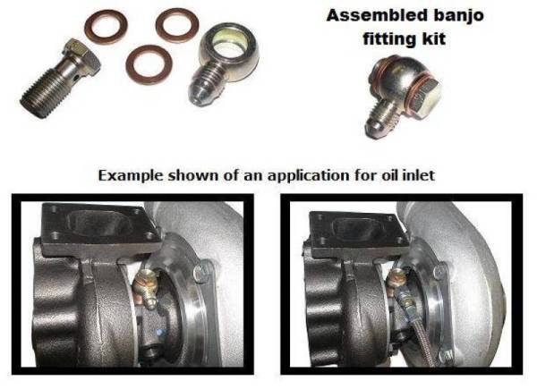 ATP - ATP -4 AN Banjo Style Low Profile Oil Feed Kit for GT28/30/35 w/ Built In Restrictor