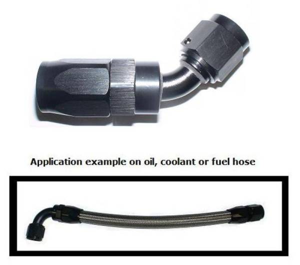 ATP - ATP Black Anodized -6 AN 45 Degree Hose End *LOCKING TYPE* Used to make Hose Assembly