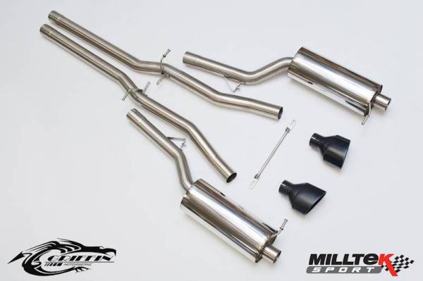 Milltek - Milltek Resonated (Quieter) Cat-Back Exhaust System w/ Black Tips for Audi RS6 V8 Bi-Turbo SSXAU212