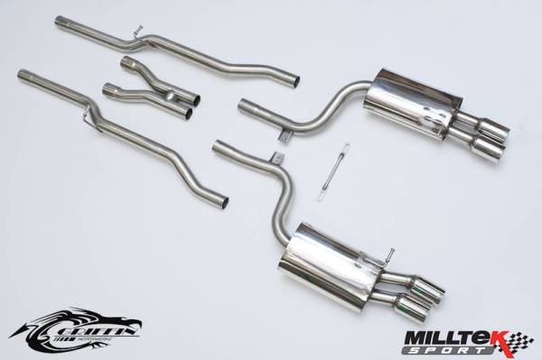 Milltek - Milltek Non-Resonated (Louder) Cat-Back Exhaust System w/ 76.2MM Quad Tips for Audi B7 S4 SSXAU048
