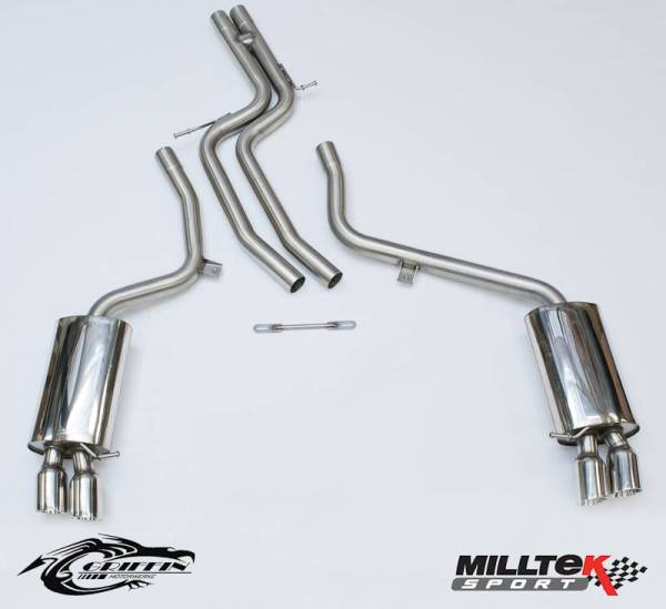 Milltek - Milltek Resonated (Quieter) Cat-Back Exhaust System w/ GT80 Tips for Audi B8 S5 4.2L SSXAU133
