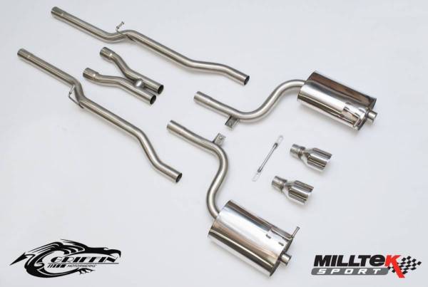 Milltek - Milltek Non-Resonated (Louder) Cat-back Exhaust System w/ Black Tips for Audi B6 S4 / B6 A4 3.0L & B7 A4 3.2L SSXAU295