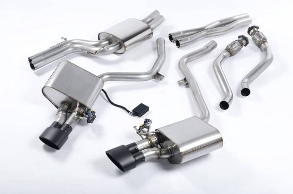 Milltek - Milltek ValveSonic Front X Pipe (Louder) Exhaust System w/ Ceramic Black Oval Tips for Audi B8 S4/S5 3.0T SSXAU380BLK