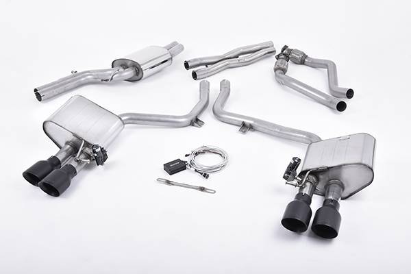 Milltek - Milltek ValveSonic Front X Pipe (Louder) Exhaust System w/ Ceramic Black 100mm Quad Tips for Audi B8.5 S4/S5 3.0T SSXAU406