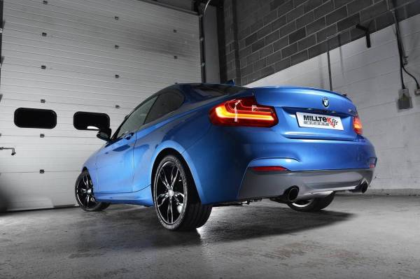 Milltek - Milltek Sport Street Cat-Back Exhaust System w/ Ceramic Black Tips for F22 BMW M235i SSXBM988