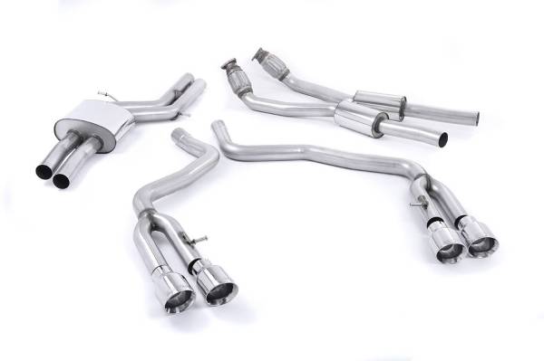 Milltek - Milltek Non-Resonated Catback Exhaust, 100MM Quad Polished Tips for Audi S6/S7 4.0T SSXAU372