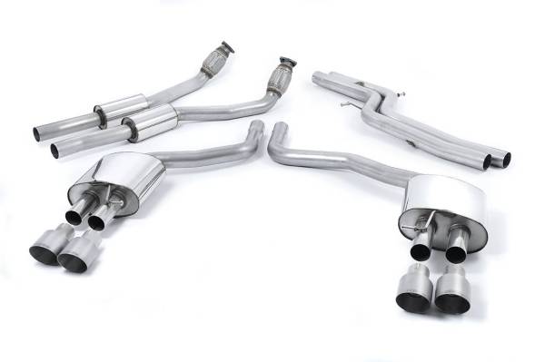 Milltek - Milltek Non-Resonated Catback Exhaust, 100MM Quad Titanium Tips for Audi S6/S7 4.0T SSXAU374