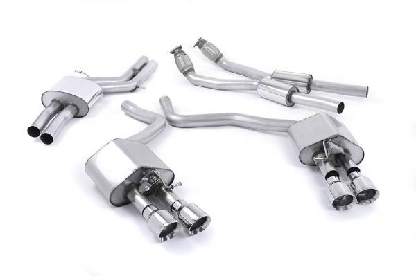 Milltek - Milltek Resonated Valvesonic Catback Exhaust, Polished 100 mm Quad Tips for Audi S6/S7 4.0T SSXAU444