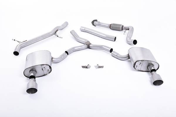 Milltek - Milltek Non-Resonated Cat-Back Exhaust with Dual GT-100 Titanium Tips for B9 Audi A4 2.0T SSXAU617