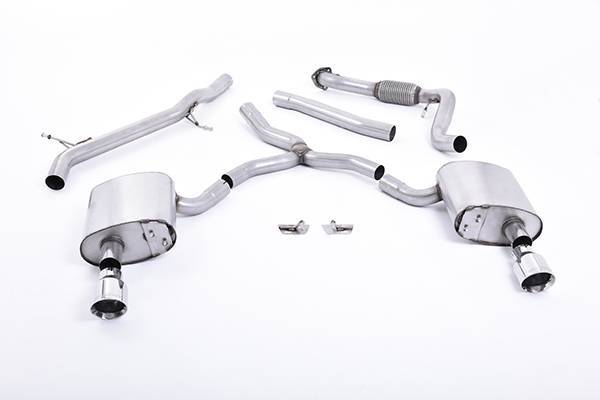 Milltek - Milltek Non-Resonated Cat-Back with Dual GT-100 Polished Tips for Audi B9 A4 2.0T SSXAU616