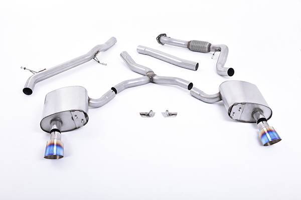 Milltek - Milltek Non-Resonated Cat-Back Exhaust with Dual GT-100 Burnt Titanium Tips for Audi B9 A4 2.0T SSXAU618