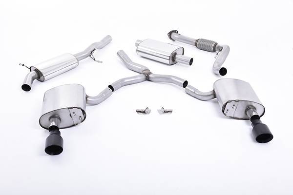 Milltek - Milltek Resonated Cat-Back Exhaust with Dual GT-100 Cerakote Black Tips for Audi B9 A4 2.0T SSXAU607