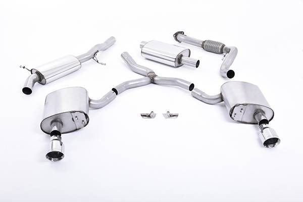 Milltek - Milltek Resonated Cat-Back Exhaust w/ Dual GT-100 Titanium Tips for Audi B9 A4 2.0T SSXAU609
