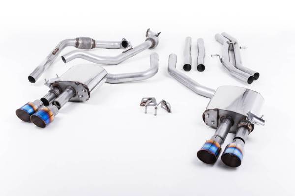 Milltek - Milltek Cat-Back Non-Resonated Quad GT-100 Burnt Titanium Tips for Audi B9 S4 Turbo V6 SSXAU653