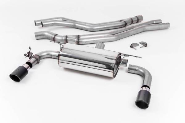 Milltek - Milltek Cat Back Non-Resonated Race Exhaust, Carbon Jet 90 Trims for BMW M240i Coupe (F22 LCI) SSXBM1055