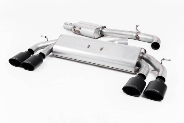 Milltek - Milltek NON-VALVED RESONATED CAT-BACK RACE EXHAUST SYSTEM WITH CERAKOTE BLACK TIPS FOR VW Mk7.5 Golf R SSXVW450