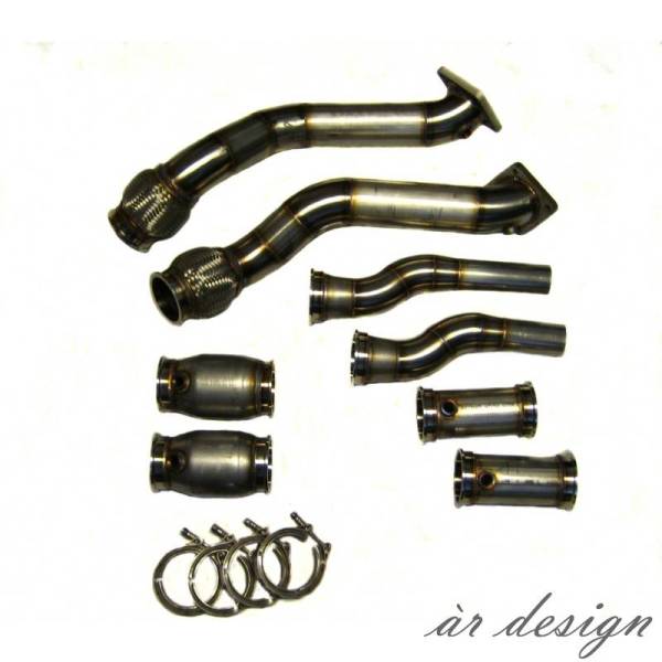 AR Design - AR Design B5 S4 Hi-Flo Downpipes - K04 Flanges V-Band Swappable Off-road / Catted pipes