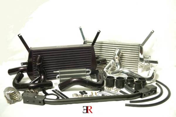 Evolution Racewerks - ER Competition Series Front Mount Intercooler (FMIC) Full Kit for B6 A4 Hard Anodized Black Polished