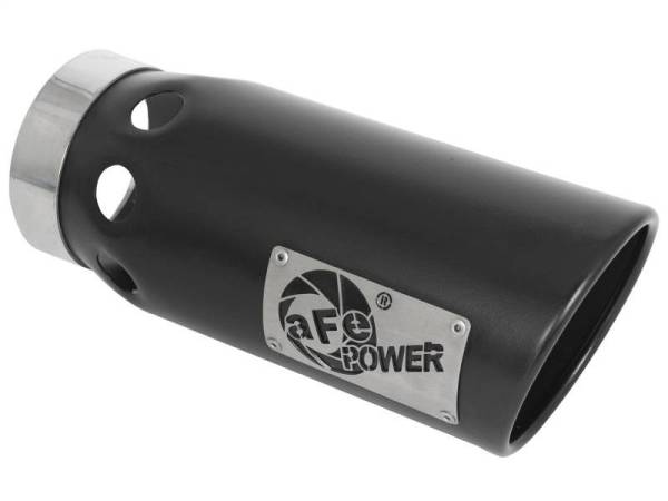 aFe - aFe Power Intercooled Tip Stainless Steel - Black 4in In x 5in Out x 12in L Bolt-On