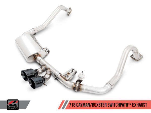AWE Tuning - AWE Tuning Porsche 718 Boxster / Cayman SwitchPath Exhaust (PSE Only) - Diamond Black Tips