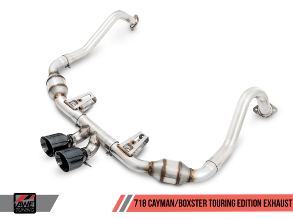 AWE Tuning - AWE Tuning Porsche 718 Boxster / Cayman Touring Edition Exhaust - Diamond Black Tips
