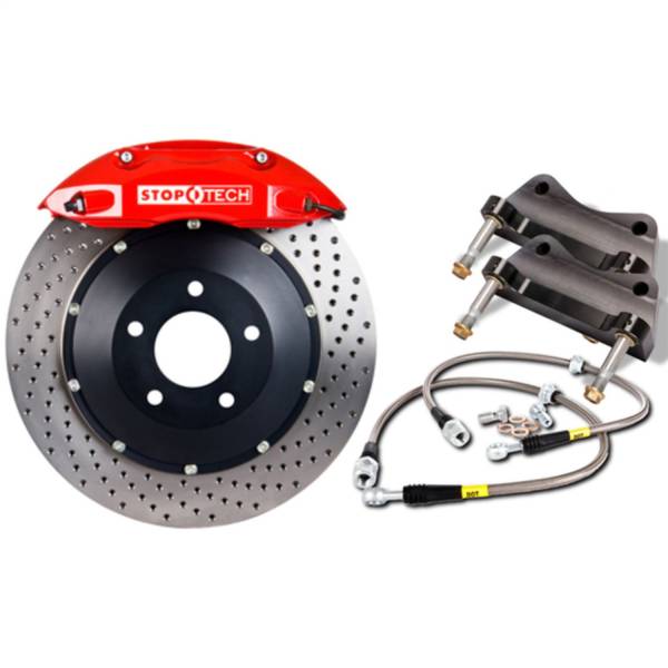 StopTech - StopTech Big Brake Kit; Red Caliper; Slotted Two-Piece Zinc Coated Rotor; Rear