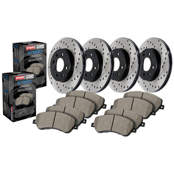 StopTech - StopTech Street Axle Pack Drilled Front/Rear Brake Kit