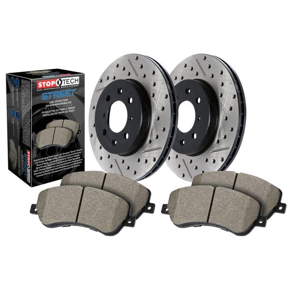 StopTech - StopTech Street Axle Pack; Drilled and Slotted; Rear Brake Kit
