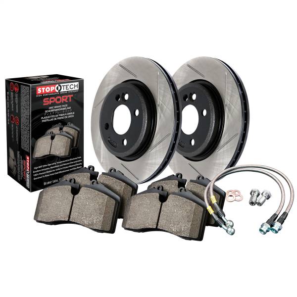 StopTech - StopTech Sport Axle Pack; Slotted Rotor; Front Brake Kit with Brake lines